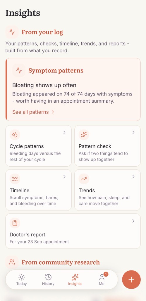 Orvella Insights hub with patterns and doctor's report